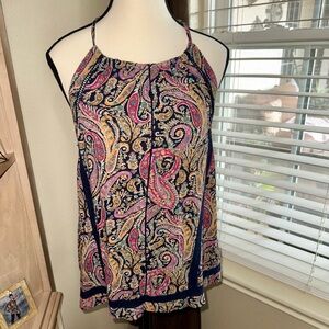 Lucky Brand Colorful Paisley Halter Blouse